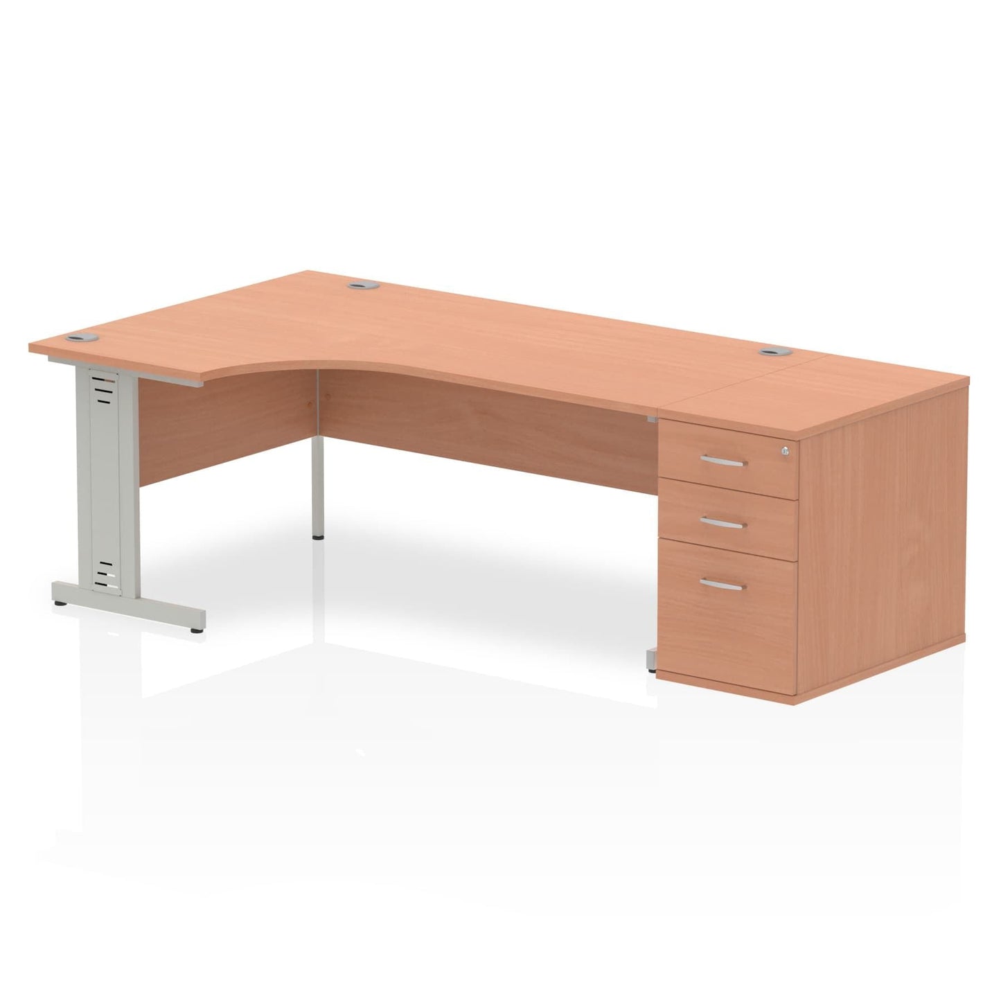 Impulse 1800mm Cable Managed Left Crescent Desk Workstation