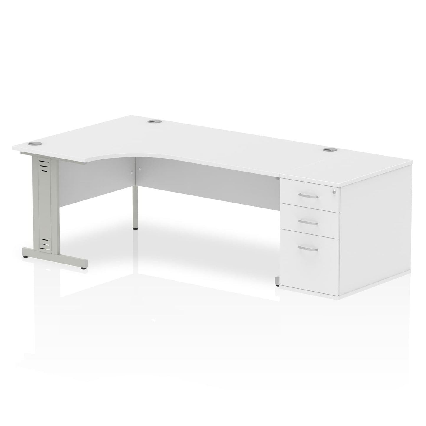 Impulse 1800mm Cable Managed Left Crescent Desk Workstation