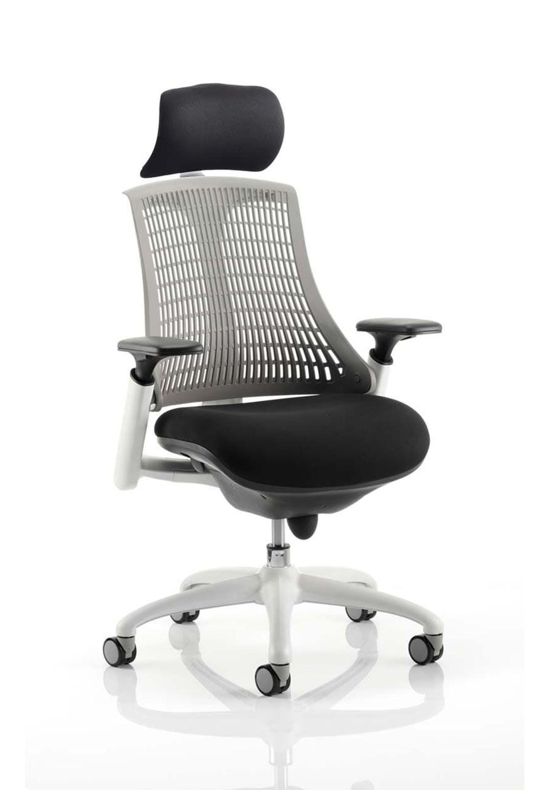 Flex Medium Back White Frame Task Operator Office Chair with Arms